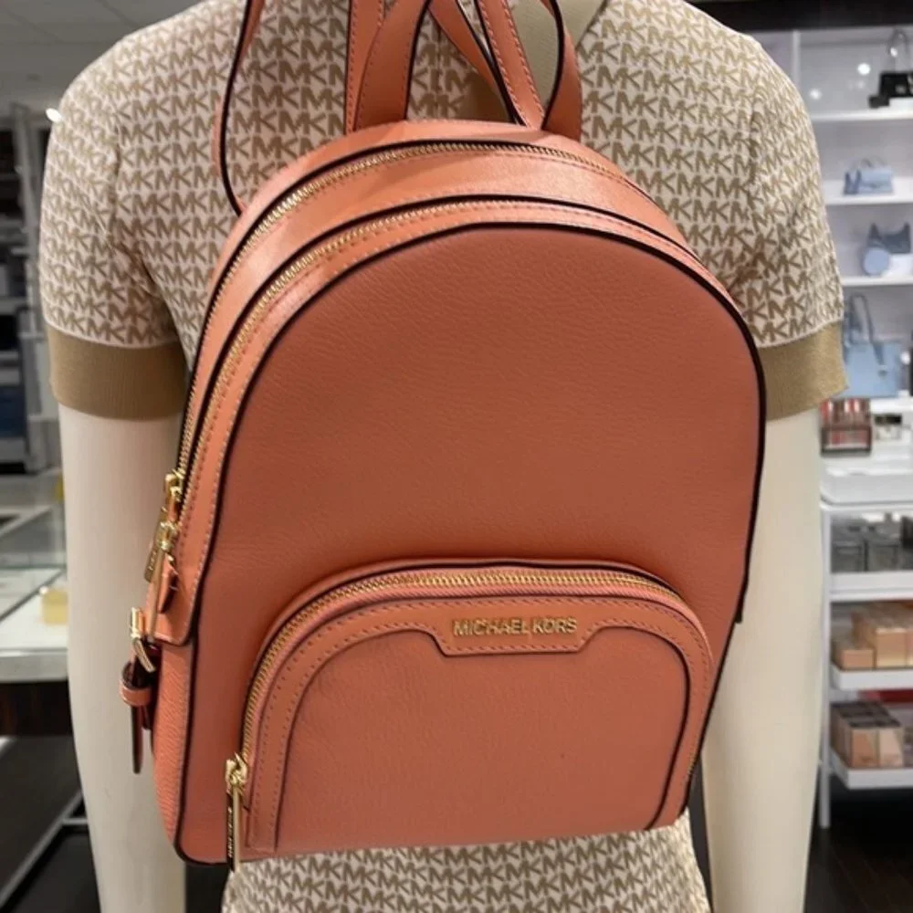 Michael Kors Jaycee Medium Zip PKT Backpack Sherbert Leather